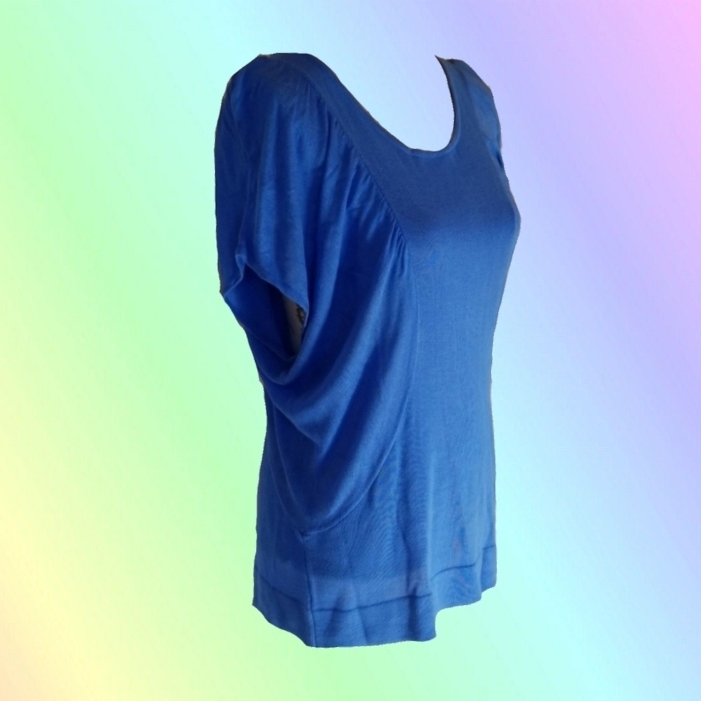 Blue Draped Top Blouse